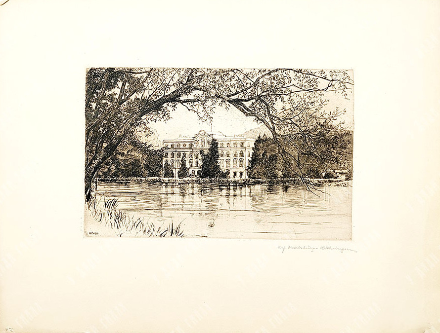 Генрих Фердинанд Австрийский (1878–1969). Замок Леопольдскрон. Бумага, офорт. Лист 47 из 2-й серии офортов. Зальцбург, Австрия, 1920-е