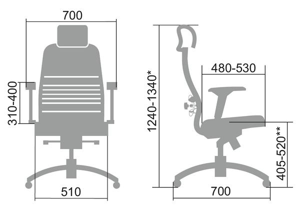 Размеры кресла Samurai S-3.04