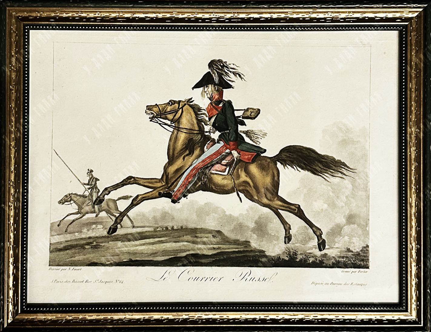 Финар Н. Д., Фортье К. Ф. Русский курьер. Отпечатано в Париже на улице Бассе, ул. Сен-Жак. № 64. Франция. Бумага, травление, раскрашено вручную, акватинта, 1815