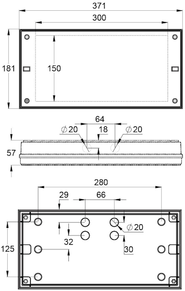 Монтажные размеры для светодиодного указателя IP65 SOLID EXIT