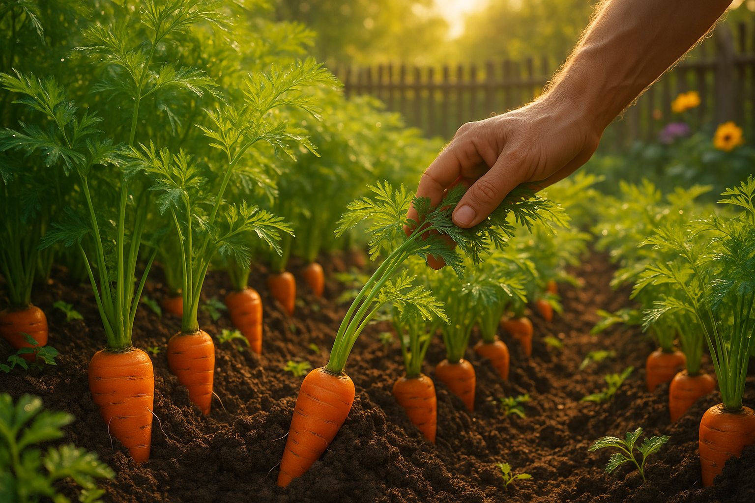 Морковь на грядке, крупный урожай, посадка и уход