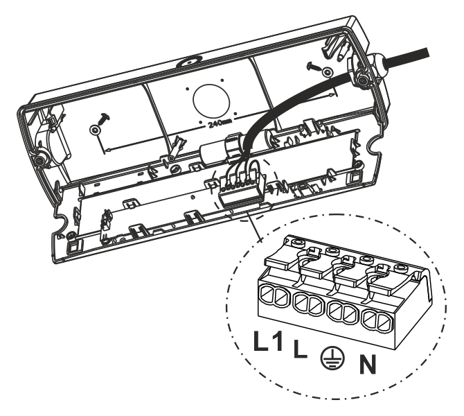 Контакты клеммной колодки в светодиодном аварийном накладном светильнике Moncato DP641 IP65