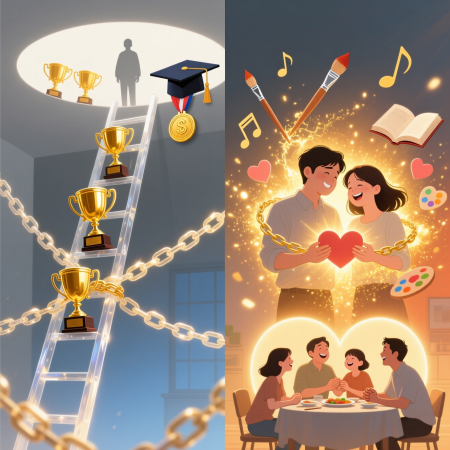 <img src="invisible-competition-sibling-liberation.jpg" alt="Adult siblings breaking free from invisible competition for parental love, representing psychological liberation and authentic family relationships">