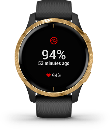 Умные часы Garmin Venu черные с золотистым безелем: ПУЛЬСОКСИМЕТР PULSE OX