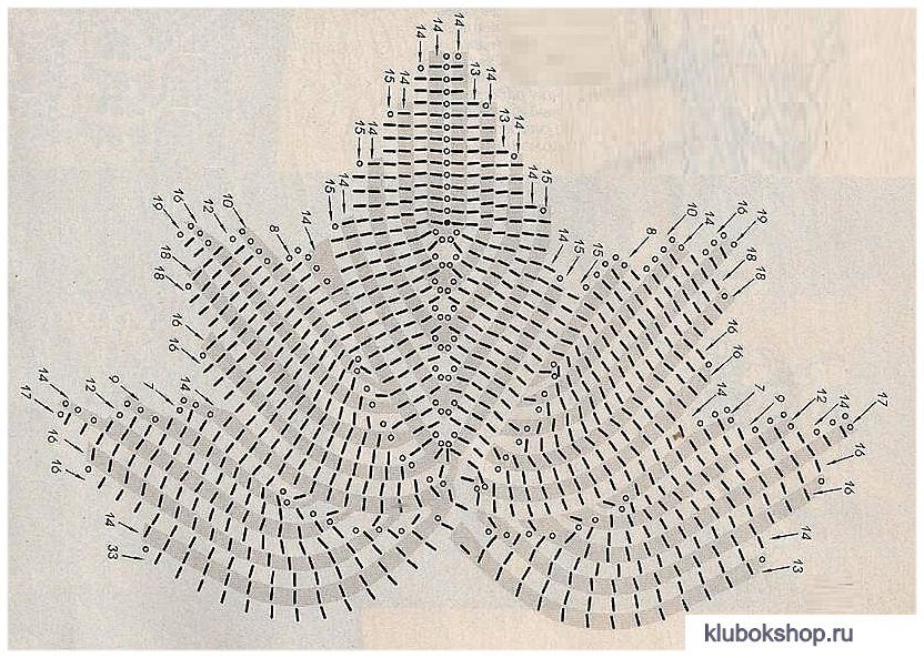 Схема вязания - кленовый лист
