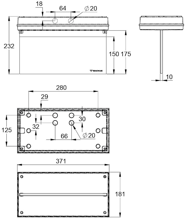 Монтажные размеры для светодиодного указателя IP65 SOLID EXIT-2