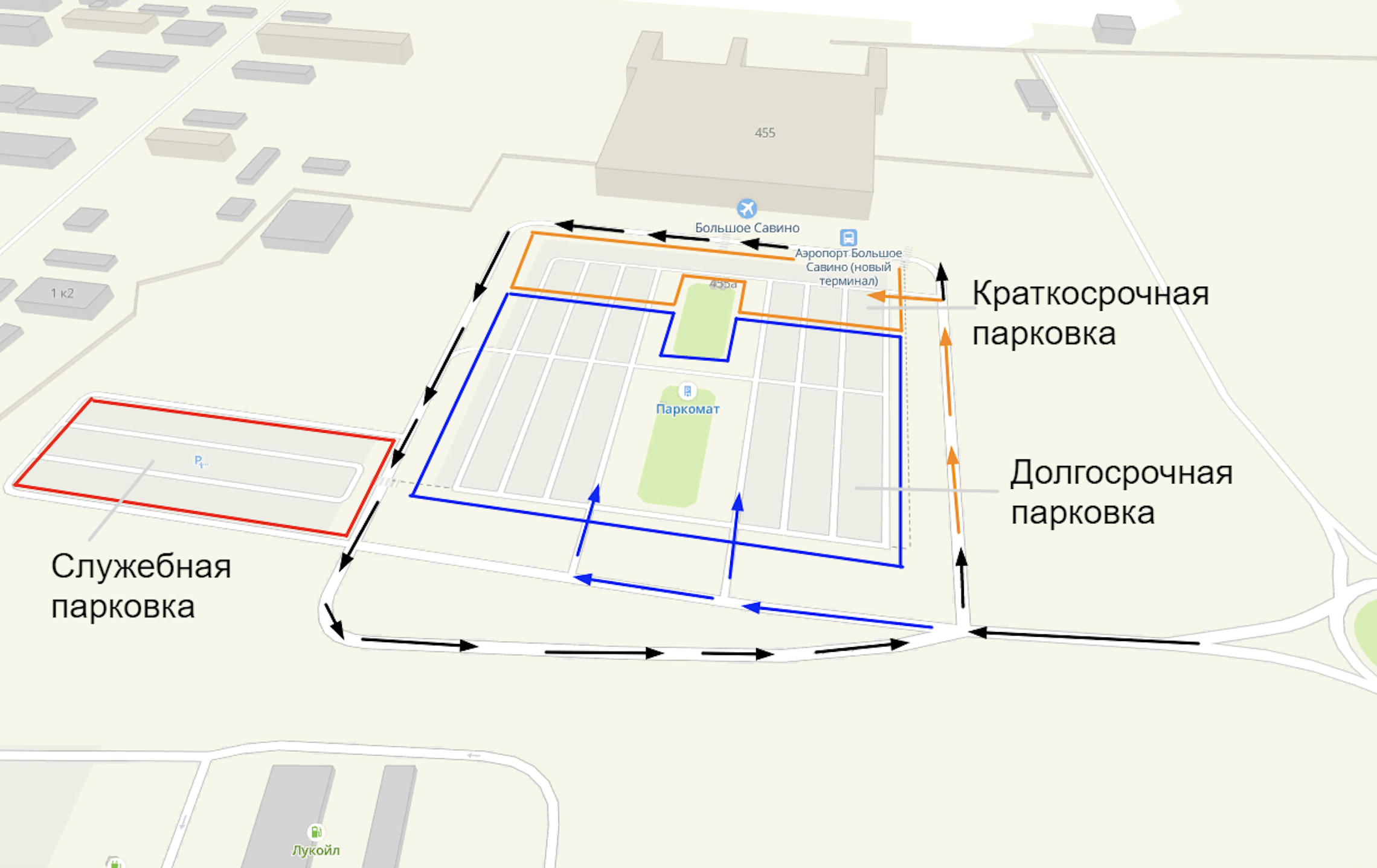 Схема платной парковки с временными и служебными зонами