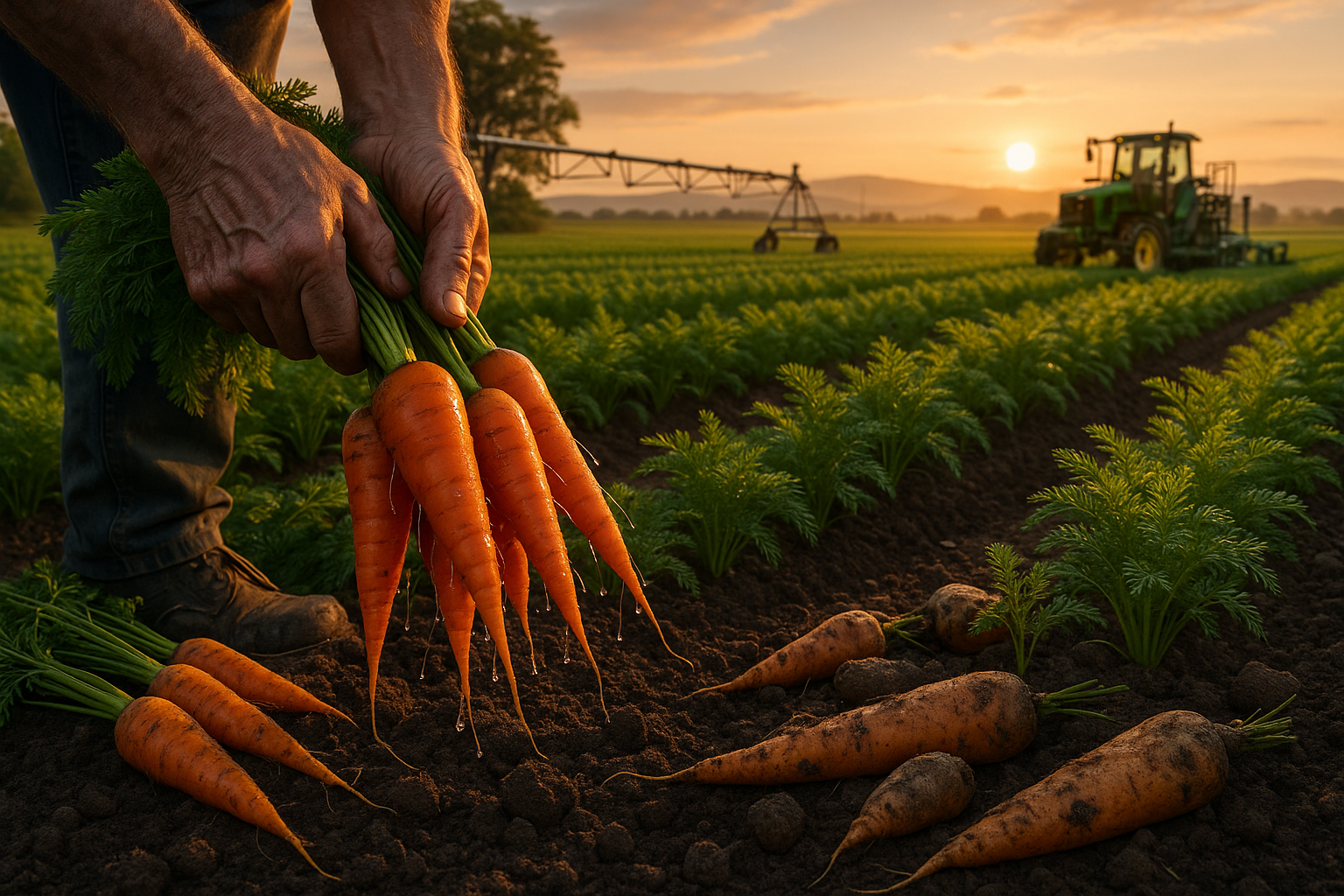 Морковь на грядке, крупный урожай, посадка и уход