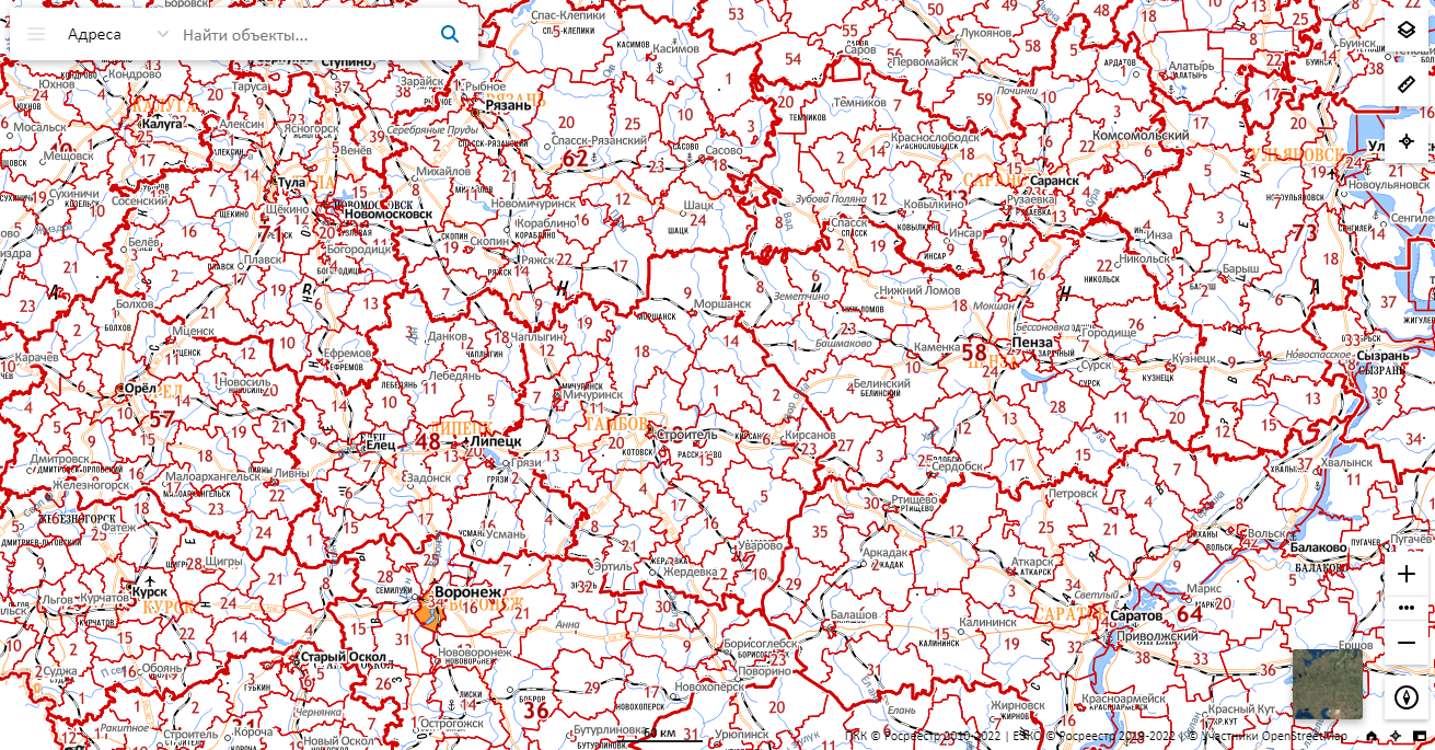 Публичная кадастровая карта Росреестра Пензенской области