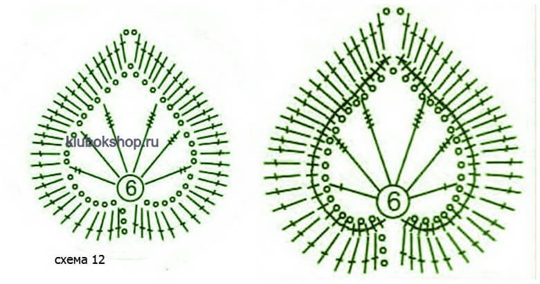 Листик крючком схема и описание