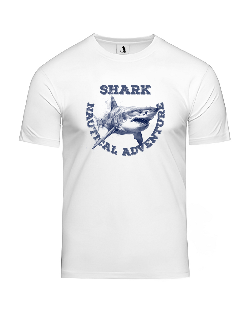 Футболка с акулой Shark nauticlal adventure unisex классического прямого кроя