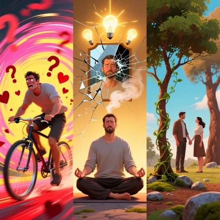 <img src="conscious-relationship-journey-transformation.jpg" alt="Illustration of journey from impulsive relationship patterns to conscious partnership through self-awareness and intentional reflection">