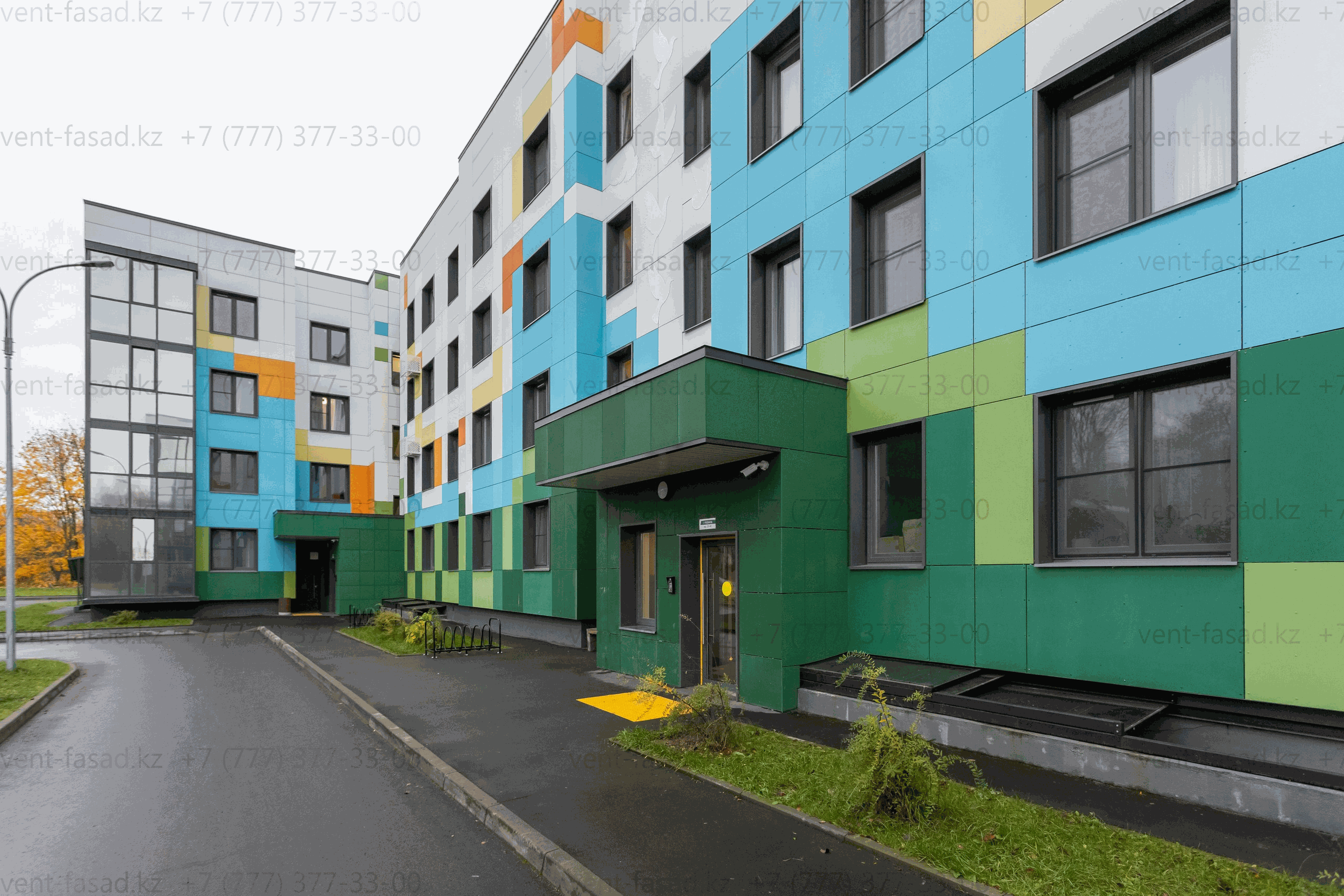 Схематическое изображение конструкции вентфасада с фиброцементными панелями на подсистеме REVENTAL