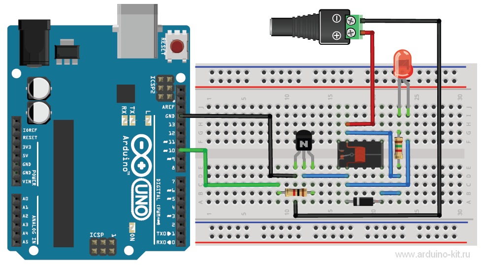 Arduino проект 12: Управляем реле через транзистор