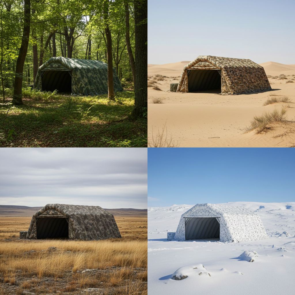 Четыре пневмоангара разных маскировочных расцветок