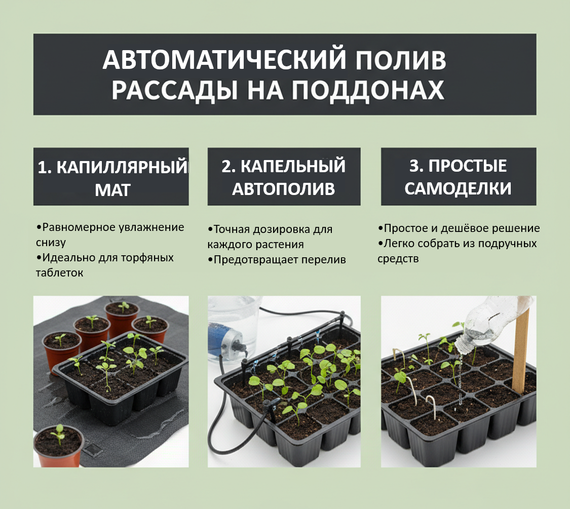 Сравнение способов полива рассады разными методами