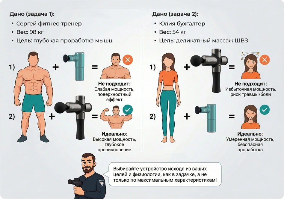 Выбор перкуссионного массажёра под комплекцию тела