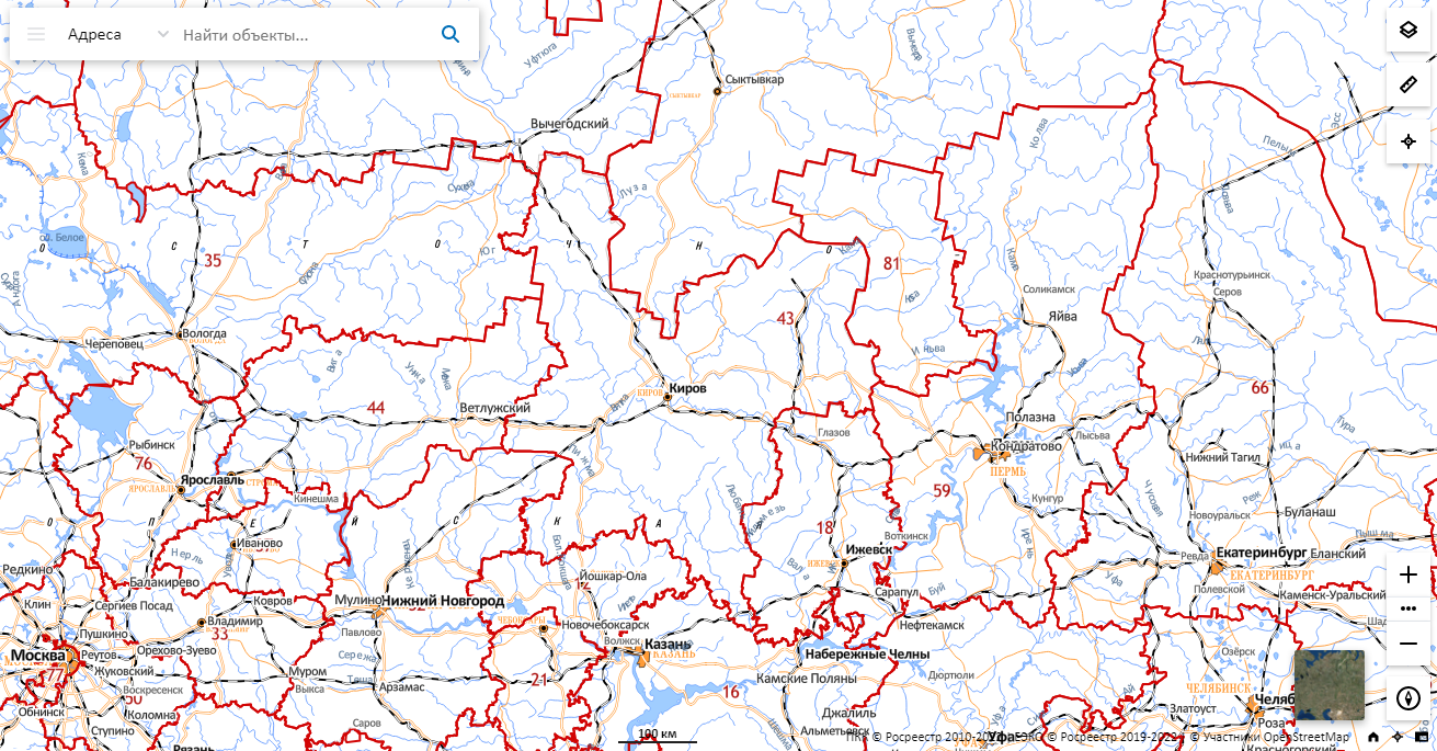 Публичная кадастровая карта Росреестра Пермского края