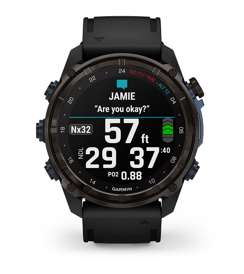 Умные часы Garmin Descent MK3i - 51 мм титан Carbon Grey DLC с черным силиконовым ремешком и приемопередатчиком Descent T2: АКУСТИЧЕСКАЯ СЕТЬ SUBWAVE