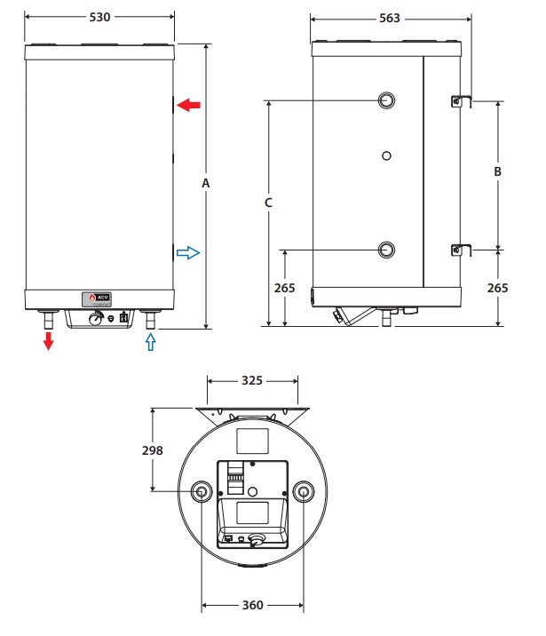 Габаритные размеры водонагревателя ACV Comfort E 210