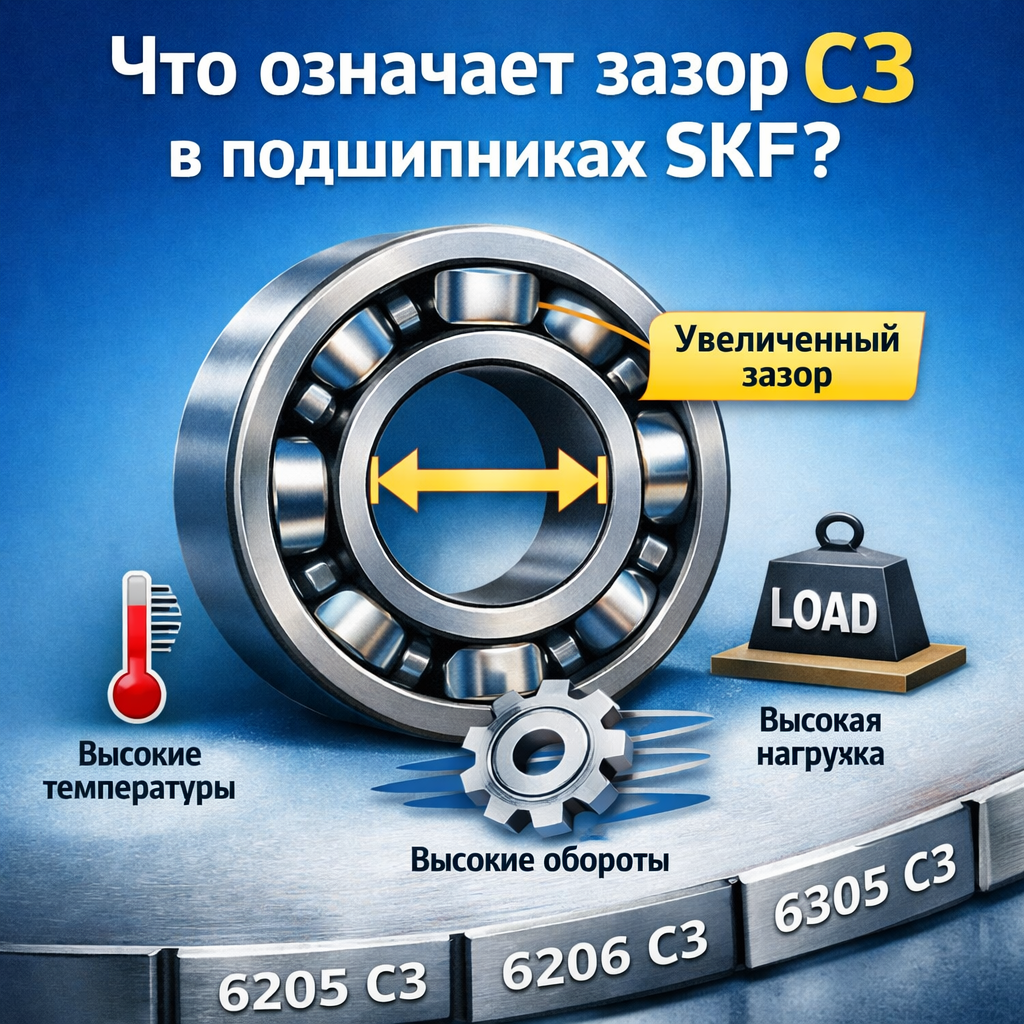 chto-oznachaet-zazor-c3-v-podshipnikah-skf что означает зазор C3 в подшипниках SKF увеличенный внутренний зазор пример 6205 C3
