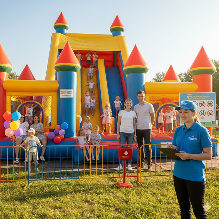 Батут работает