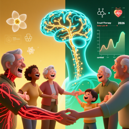 <img src="laughter-therapy-wellness-2026.jpg" alt="Laughter therapy 2026: science-backed wellness practice transforming stress, anxiety, and health through structured group laughter">