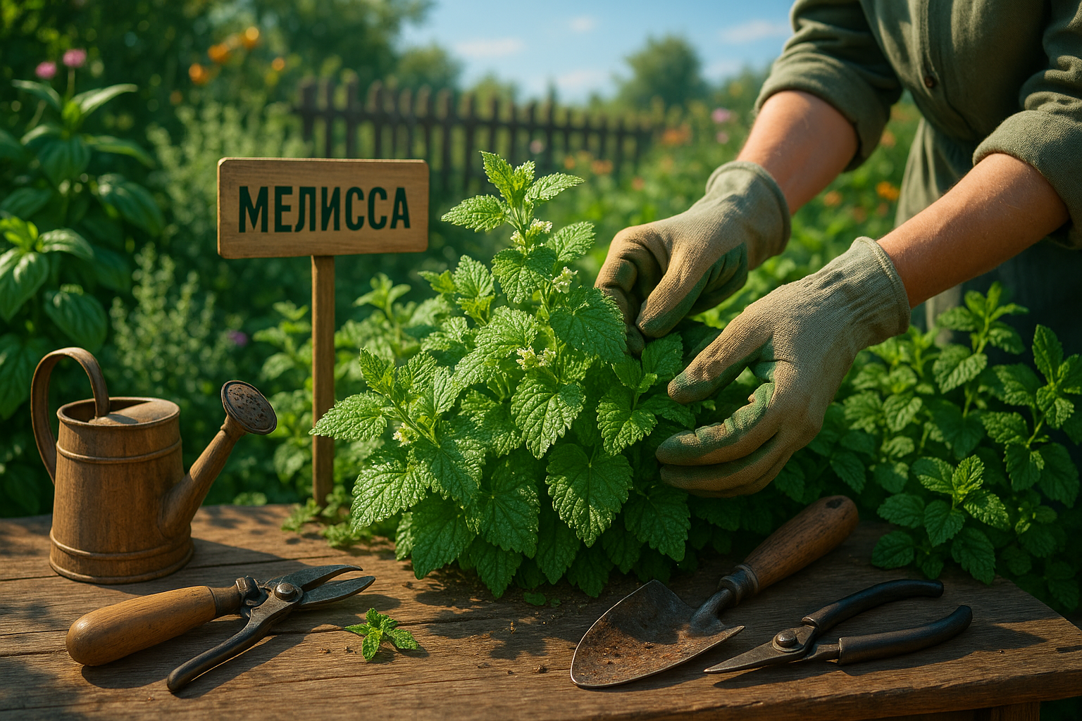 Огородник ухаживает за грядками с овощами, полив растений капельной системой, здоровые растения на огороде