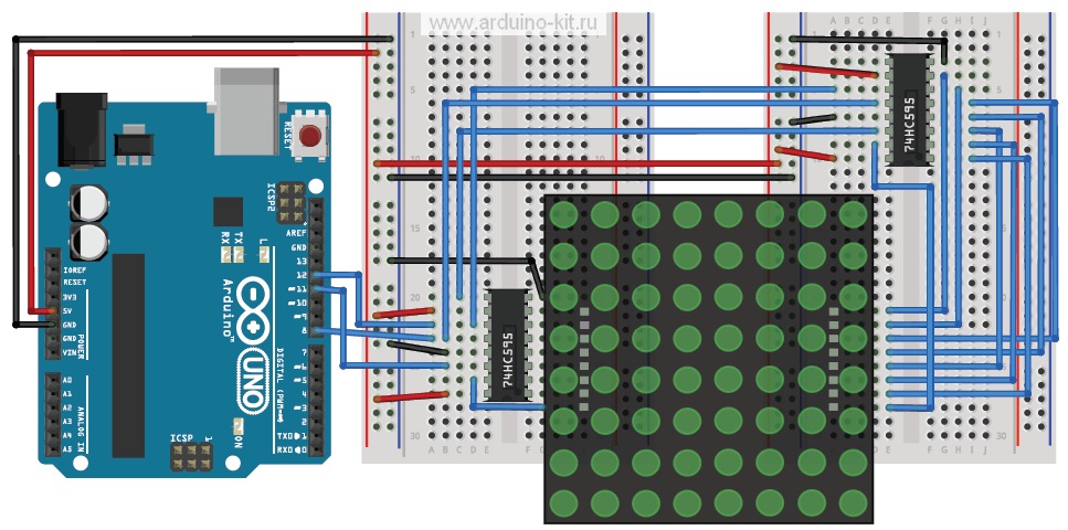Arduino проект 9: Матрица светодиодная 8x8