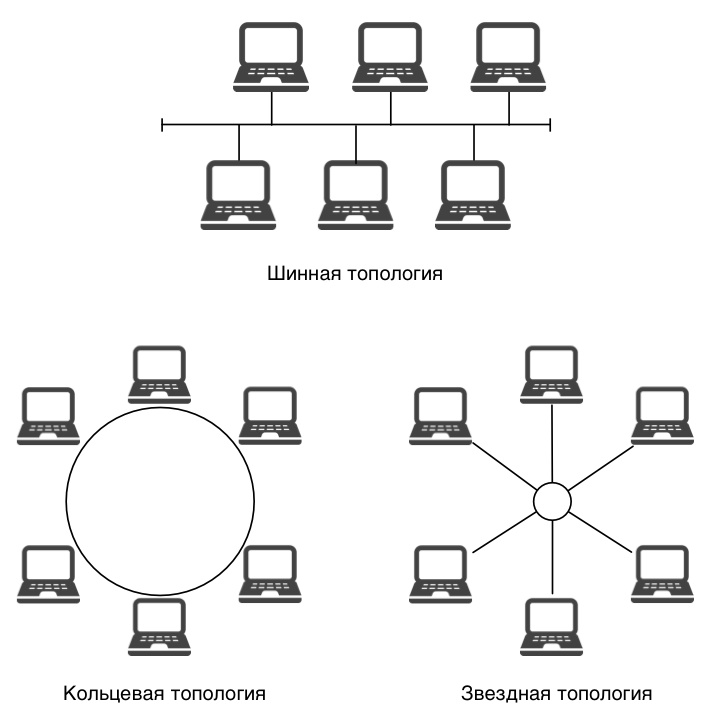 Топология ЛВС, виды локально-вычислительных сетей