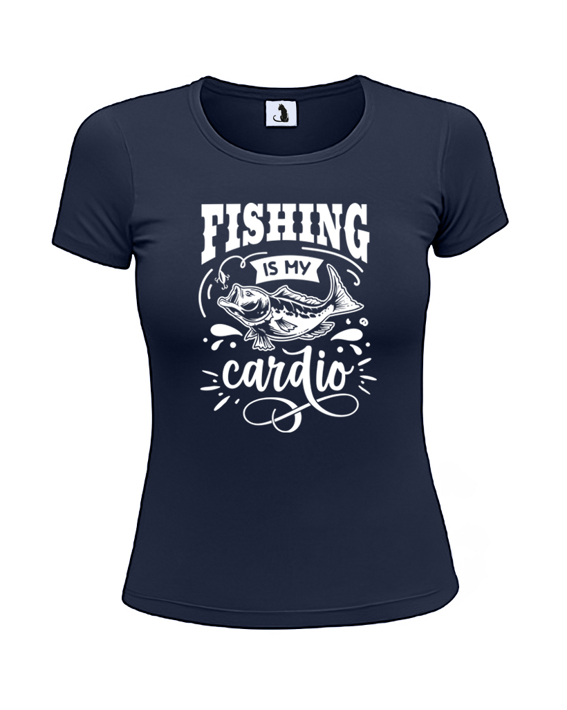 Футболка женская Fishing is my cardio приталенная белая