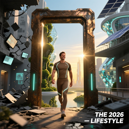 <img src="lifestyle-transformation-2026.jpg" alt="Person stepping from a grey past into a vibrant futuristic 2026 lifestyle, symbolizing transformation and energy">