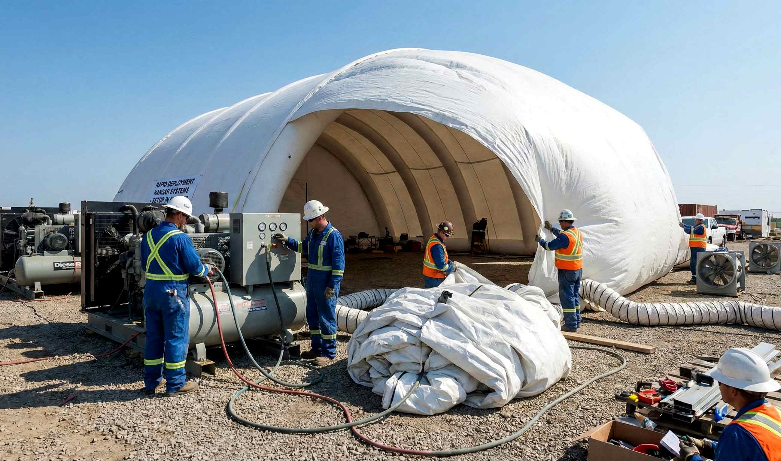 Процесс монтажа пневмоангара