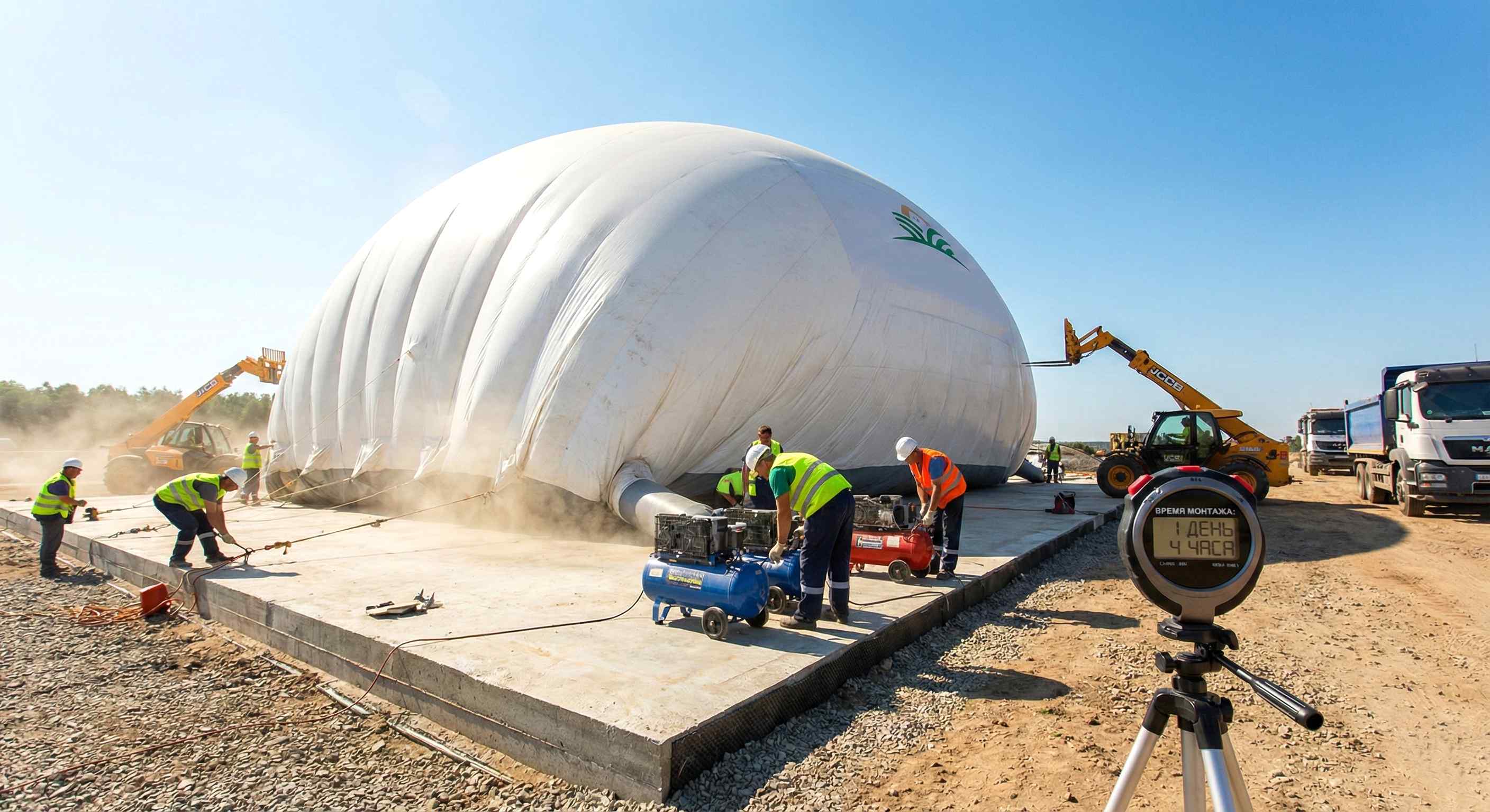 Преимущества пневмоангаров - быстрый монтаж