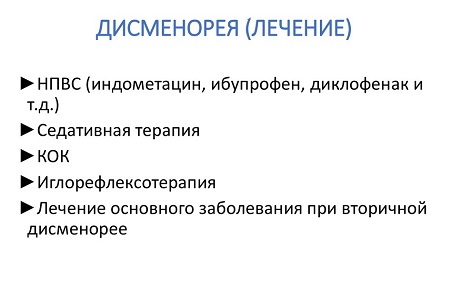 Дисменорея. Лечение 