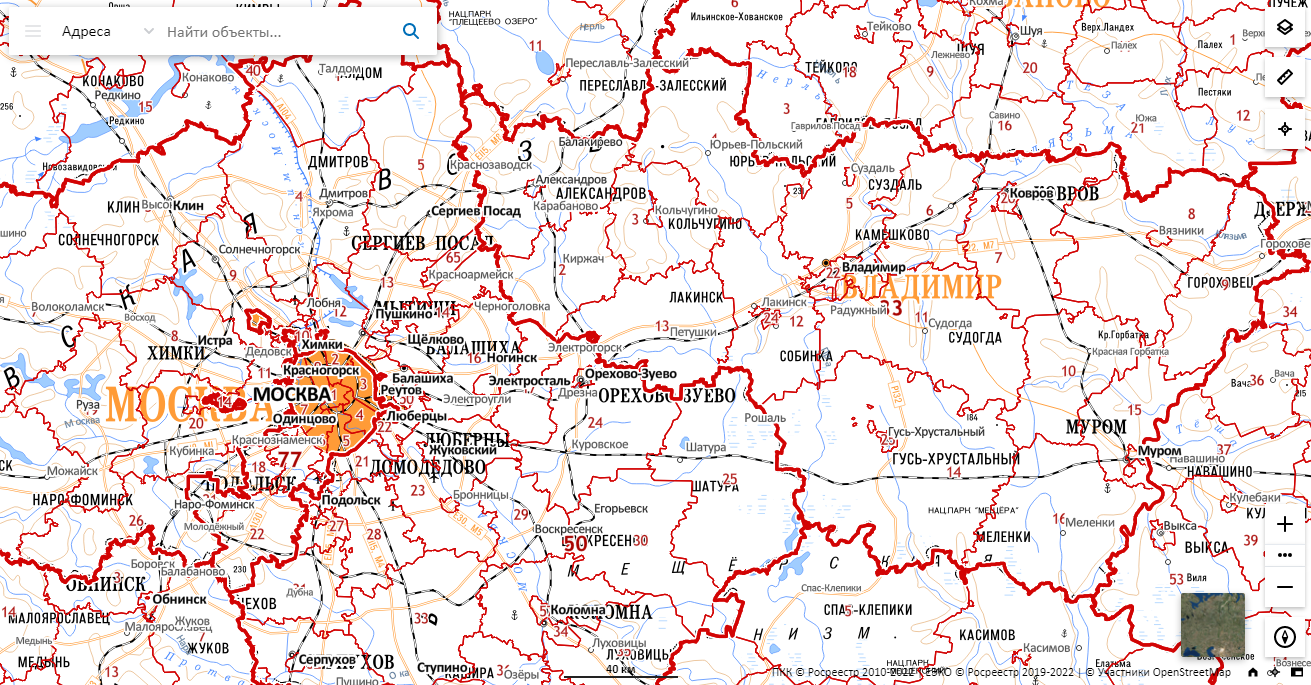 Карта росреестра владимирской области