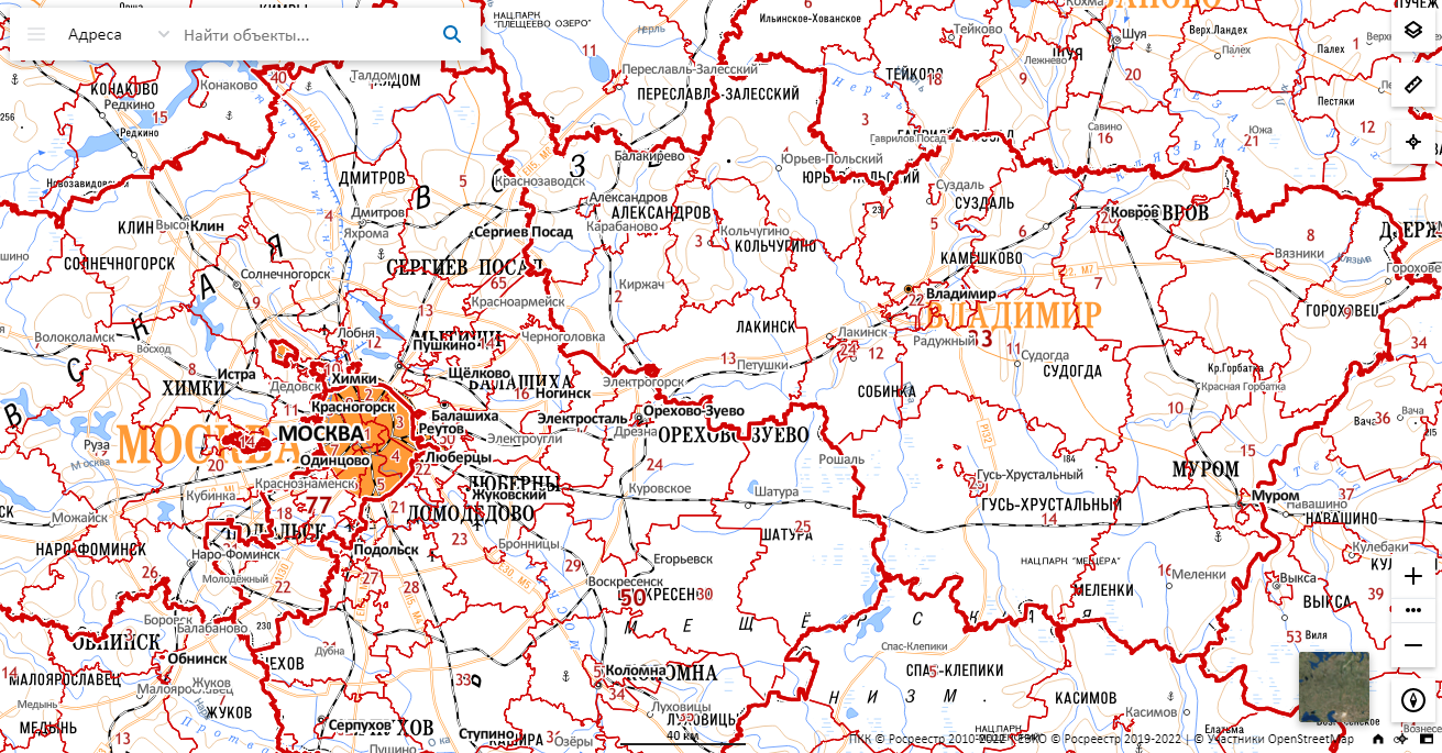 Публичная кадастровая карта Росреестра Владимирской области