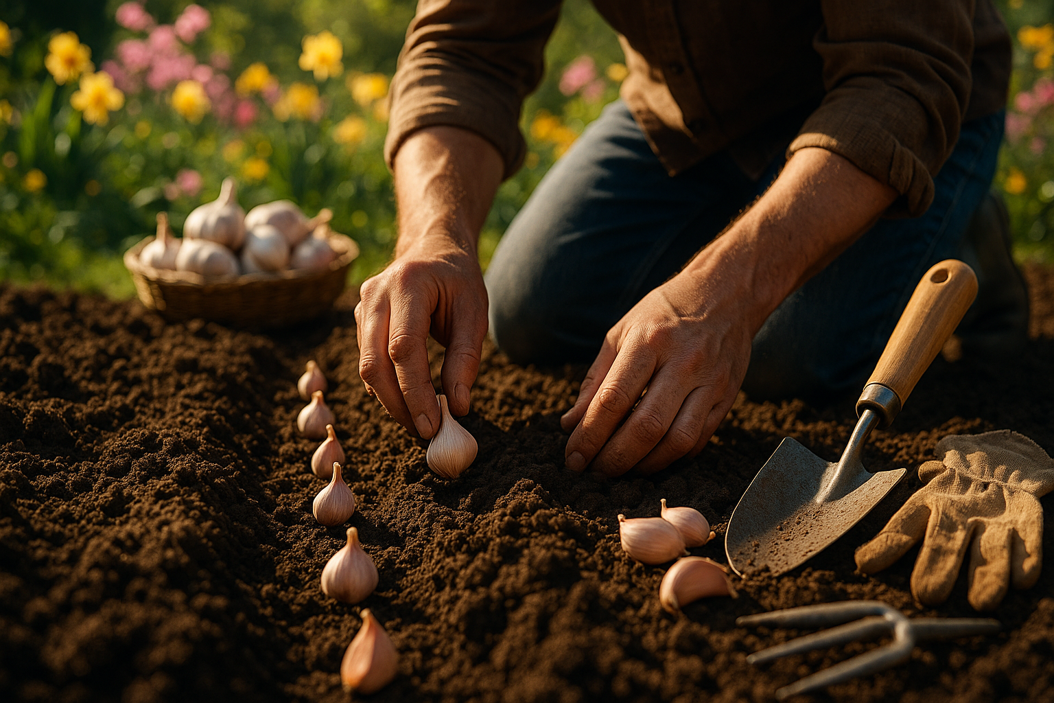 Чеснок весной на грядке: посадка и уход
