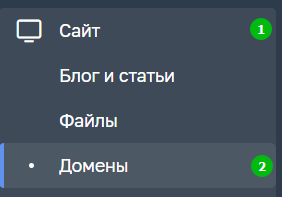 Переход в раздел с настройками доменов сайта