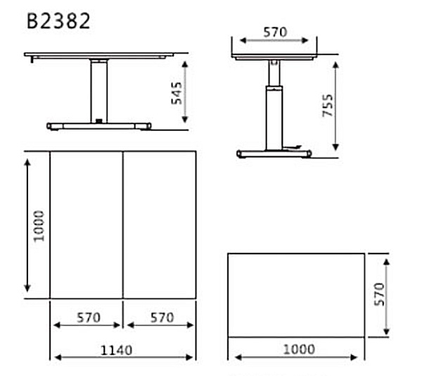 Размеры Стола-трансформера B2382