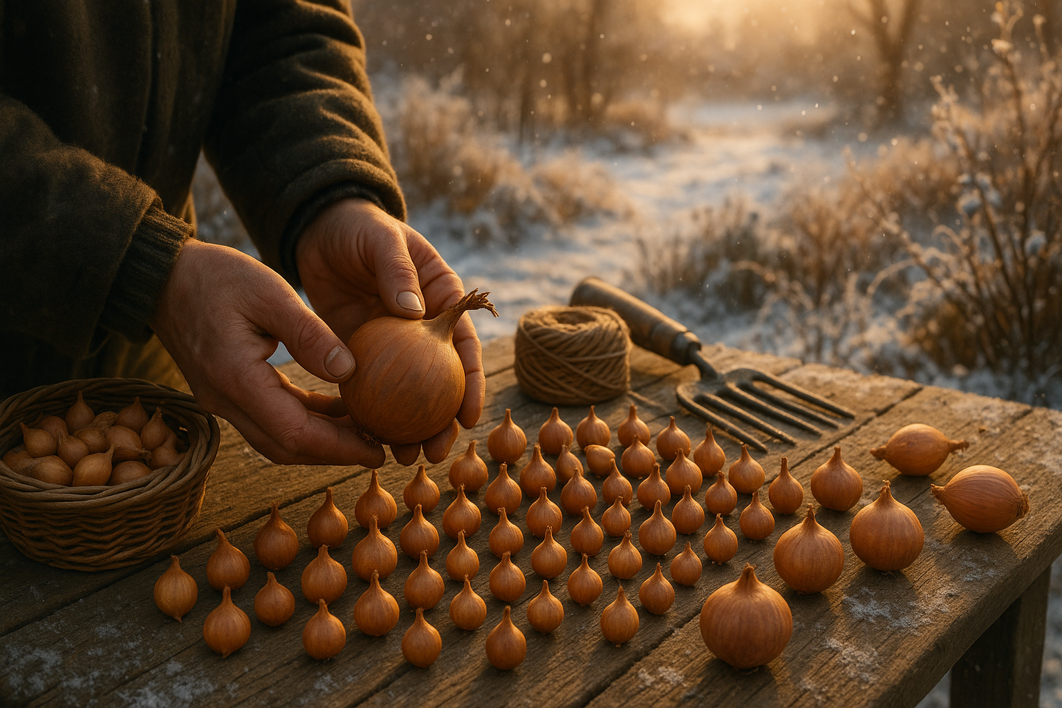 Крупные луковицы репчатого лука на зиму