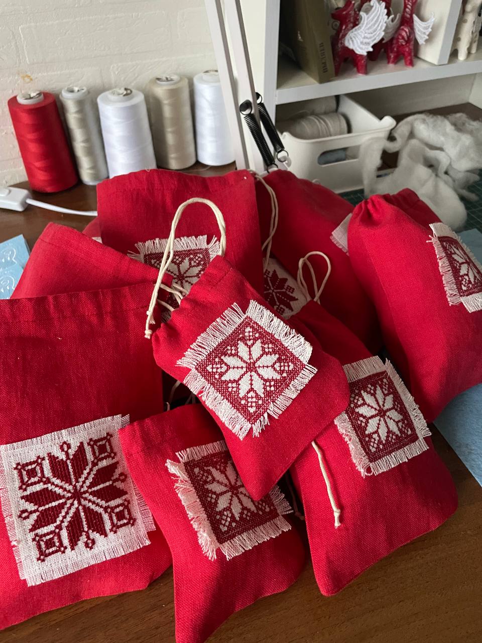 Mешчки льняные в этностиле-linenby.by