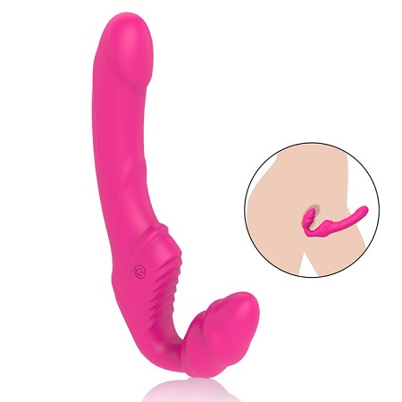 Безремневой двусторонний анатомический G-spot Strapon HWOK, розовый