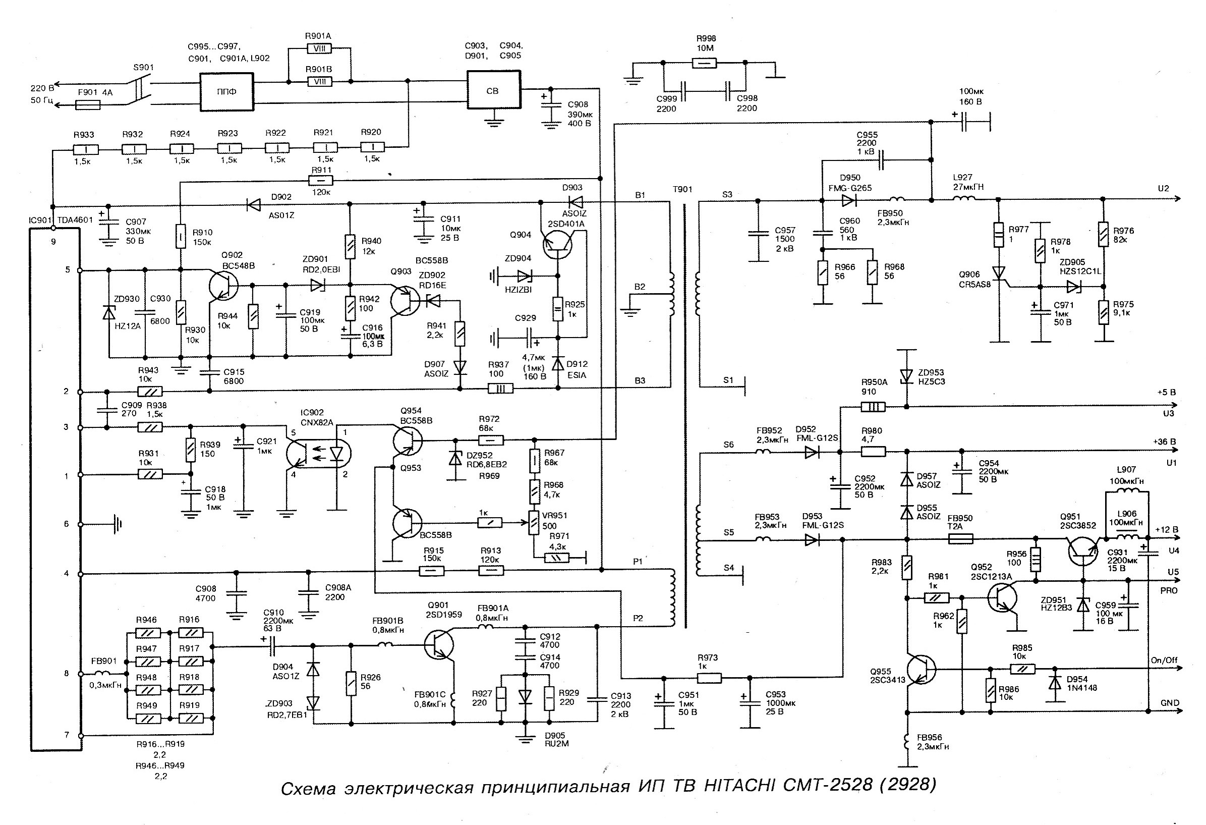 Схема телевизора HITACHI CMT-2191