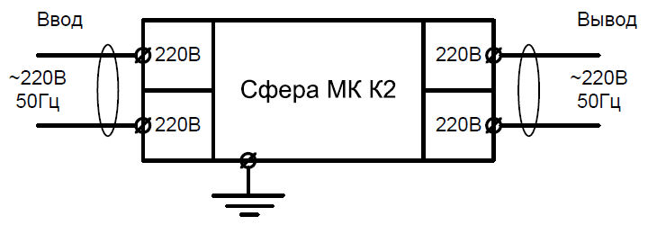 Схема подключения взрывозащищенного оповещателя "Выход" Сфера МК 220V AC