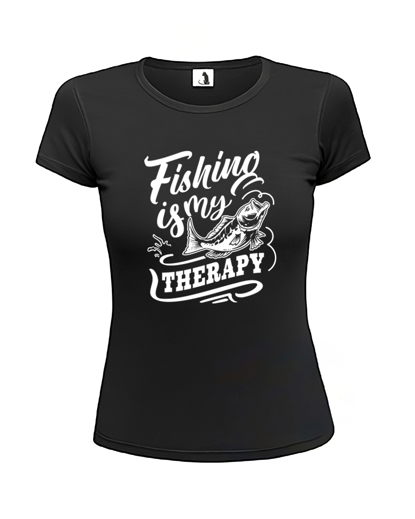 Футболка женская Fishing is my therapy приталенная