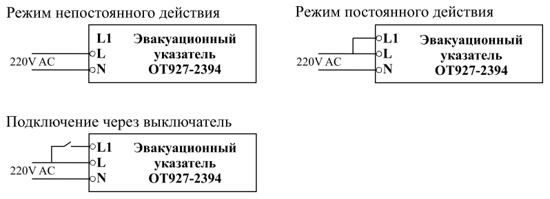 Указатель аварийный светодиодный Moncato OT927 IP65 – схемы подключения