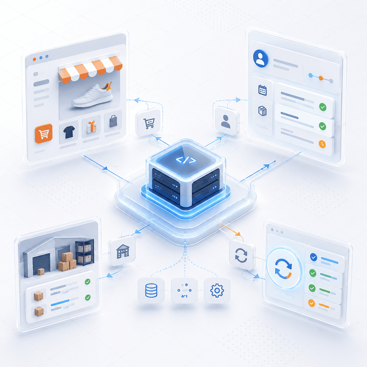E-commerce, CRM, склад и API в единой backend-системе
