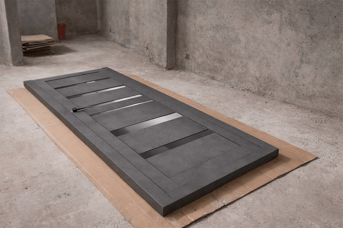 Подготовка к установке серой двери