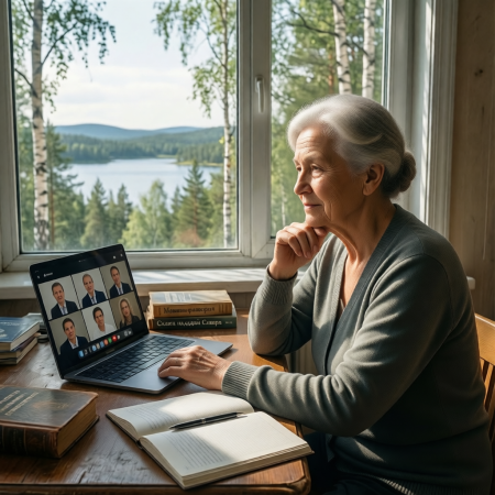 <img src="syktyvkar-intellect-club-personal-development.jpg" alt="Elderly woman in Syktyvkar participating in online intellectual club for personal development and growth in Komi Republic">